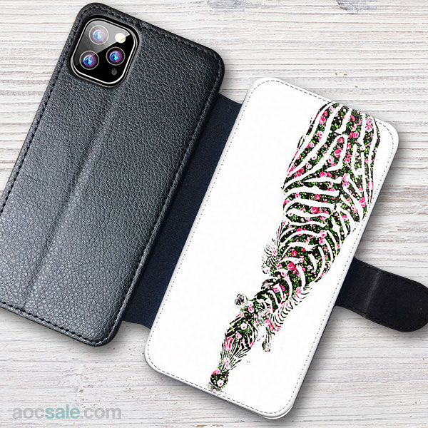 Zebra Floral Wallet iPhone Case